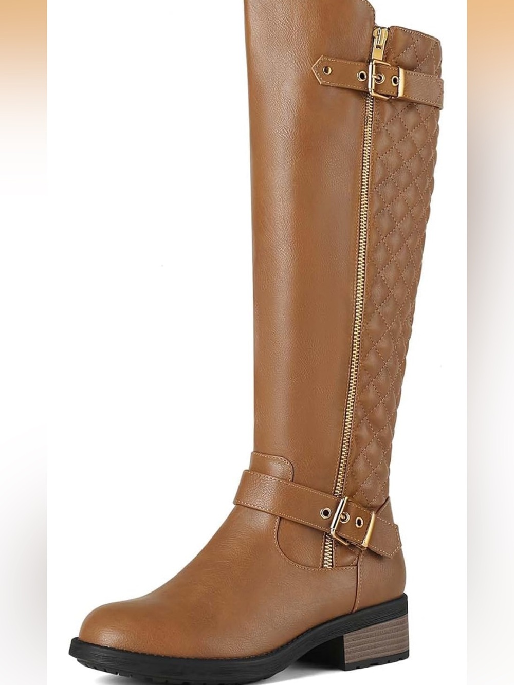 Women's Knee-High Quilted Riding Boots - Tan, Size 10